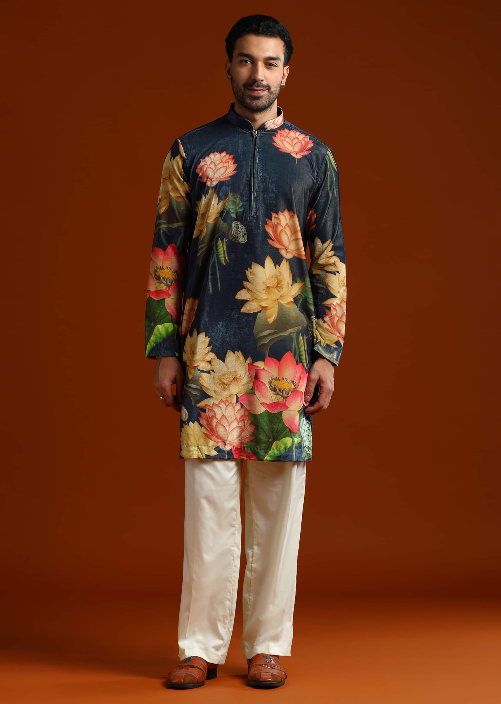 navy-blue-velvet-kurta-set-for-men-with-print-sg332516-1.jpg
