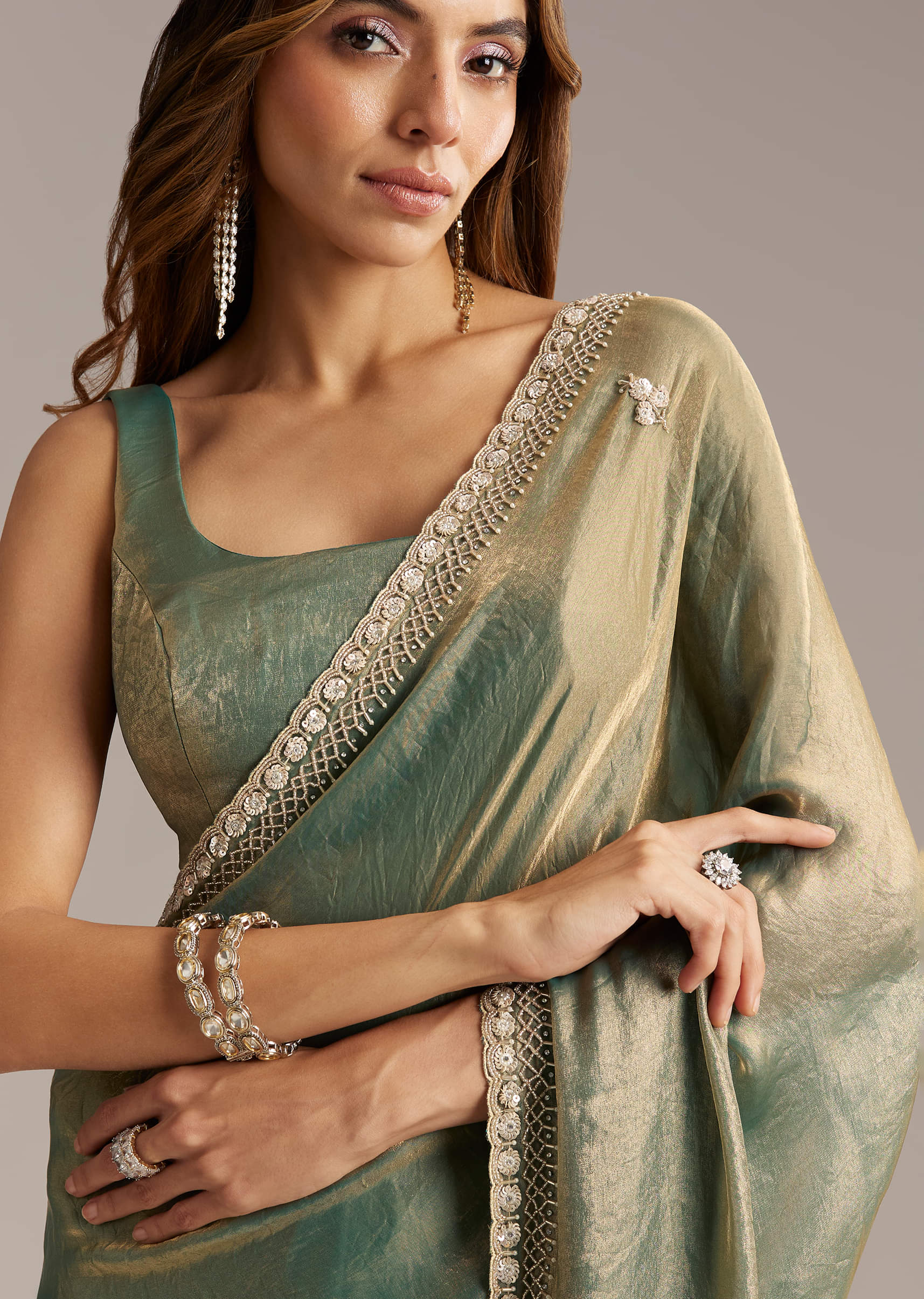 olive-green-chinon-saree-with-velvet-touch-and-sequin-work-sg317886-3.jpg