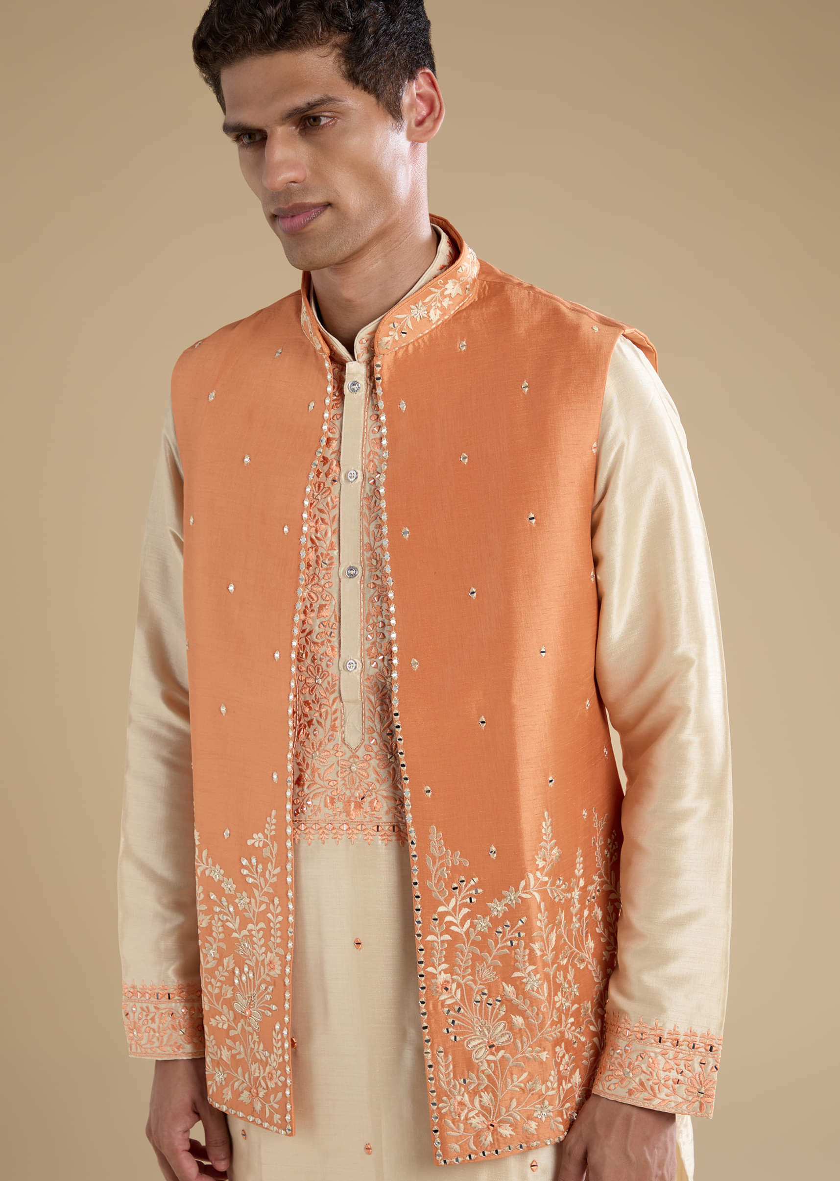 orange-art-silk-jacket-kurta-set-with-mirror-work-sg330454-2.jpg