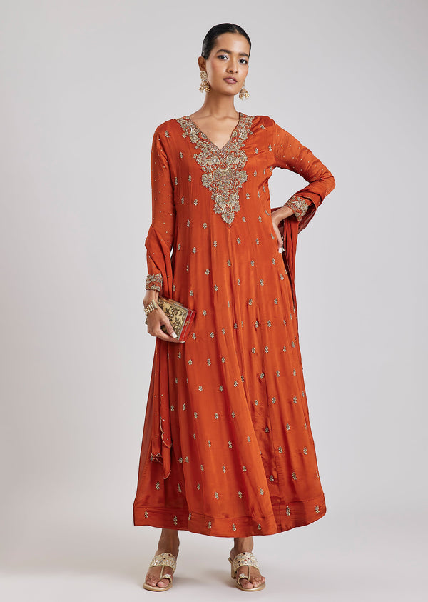 Orange Zardosi Anarkali