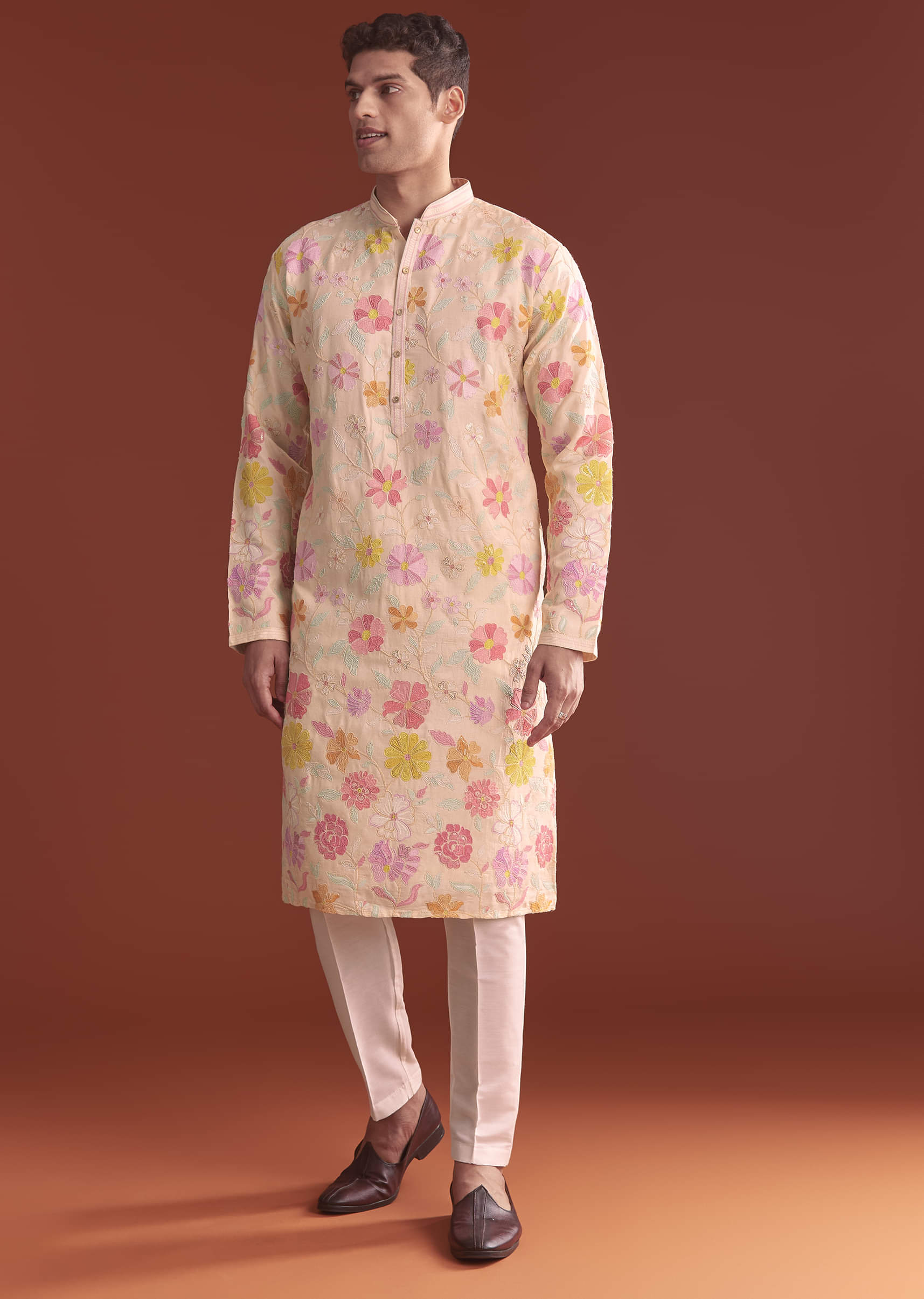 peach-silk-kurta-set-for-men-with-thread-work-sg357079-3.jpg