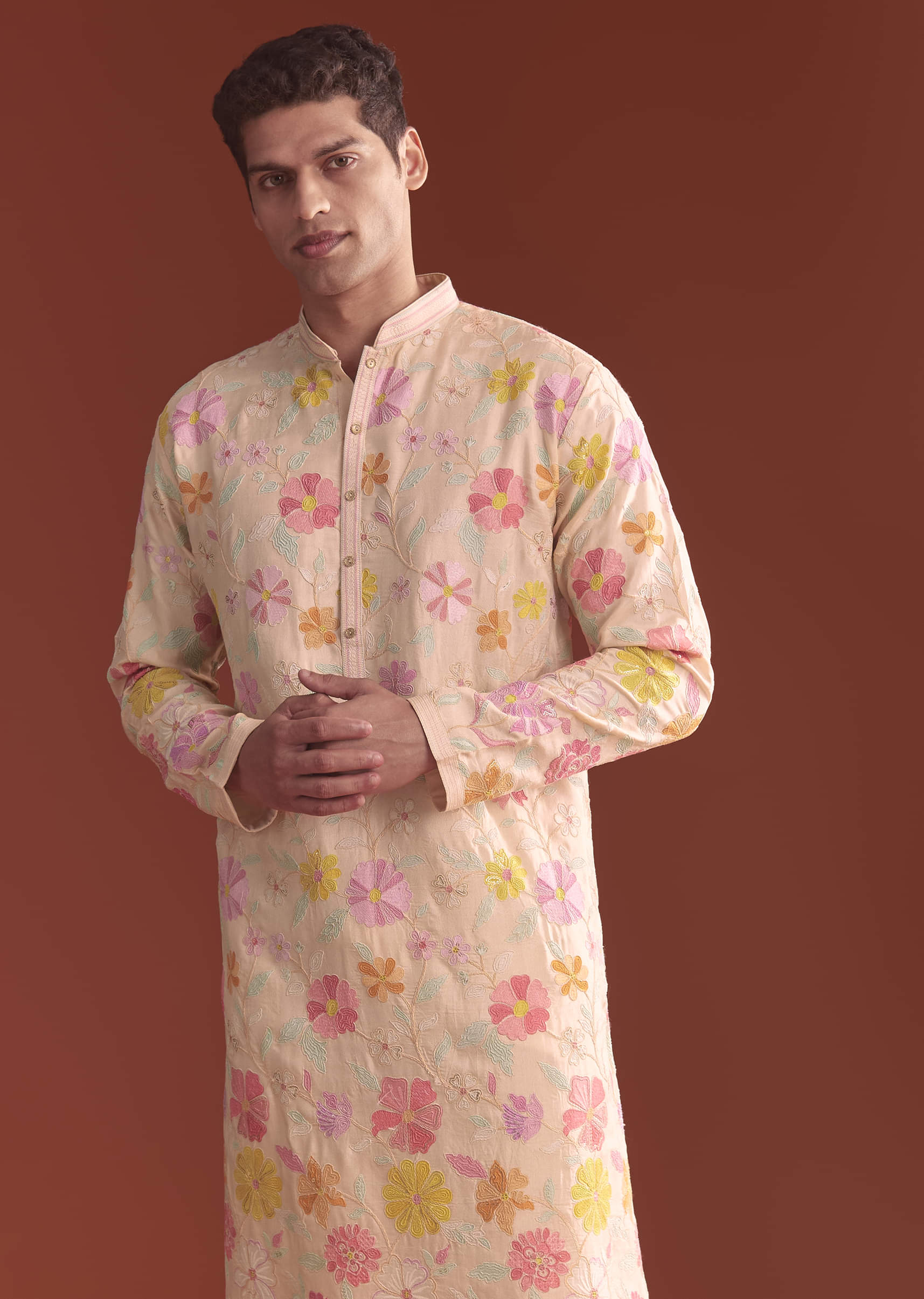 peach-silk-kurta-set-for-men-with-thread-work-sg357079-4.jpg