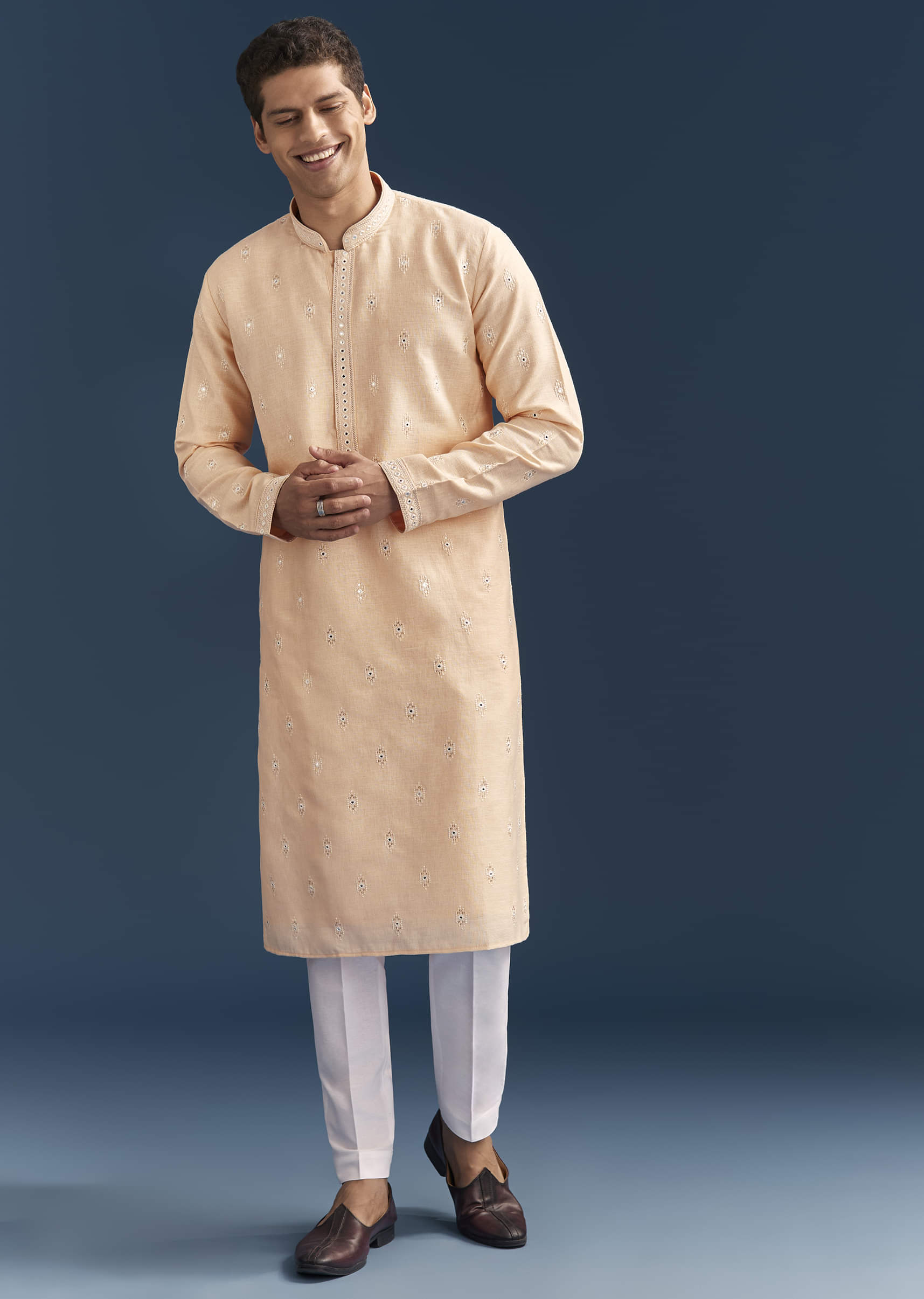 peach-silk-textured-kurta-set-for-men-with-thread-and-mirror-work-sg329966-2.jpg