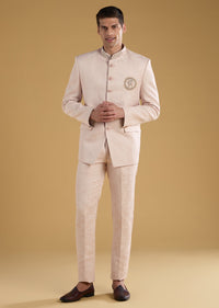 Pink Button Front Jodhpuri and Pant Set