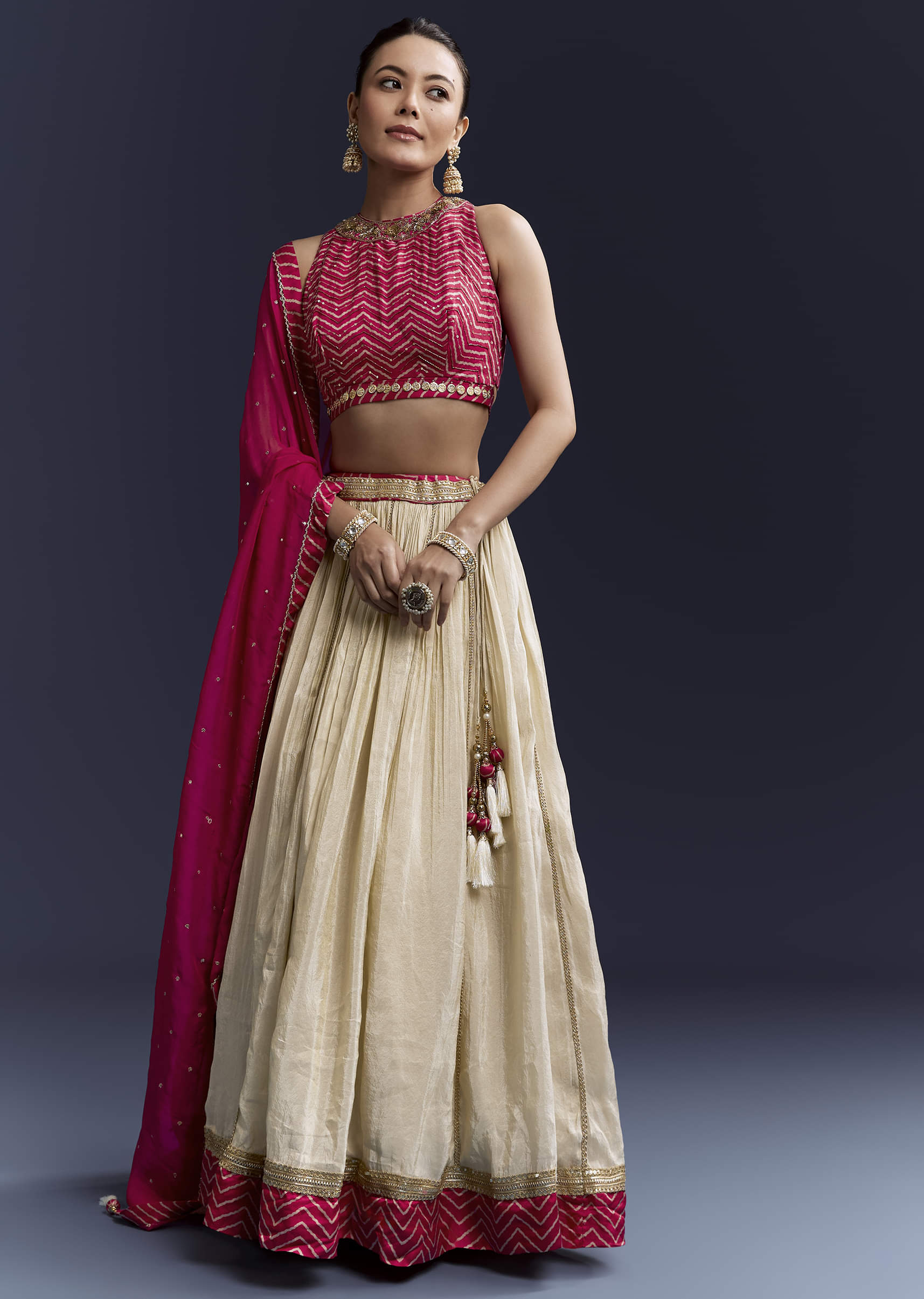 pink-satin-bridesmaid-lehenga-with-hand-dyed-chevron-print-choli-sg345077-1.jpg