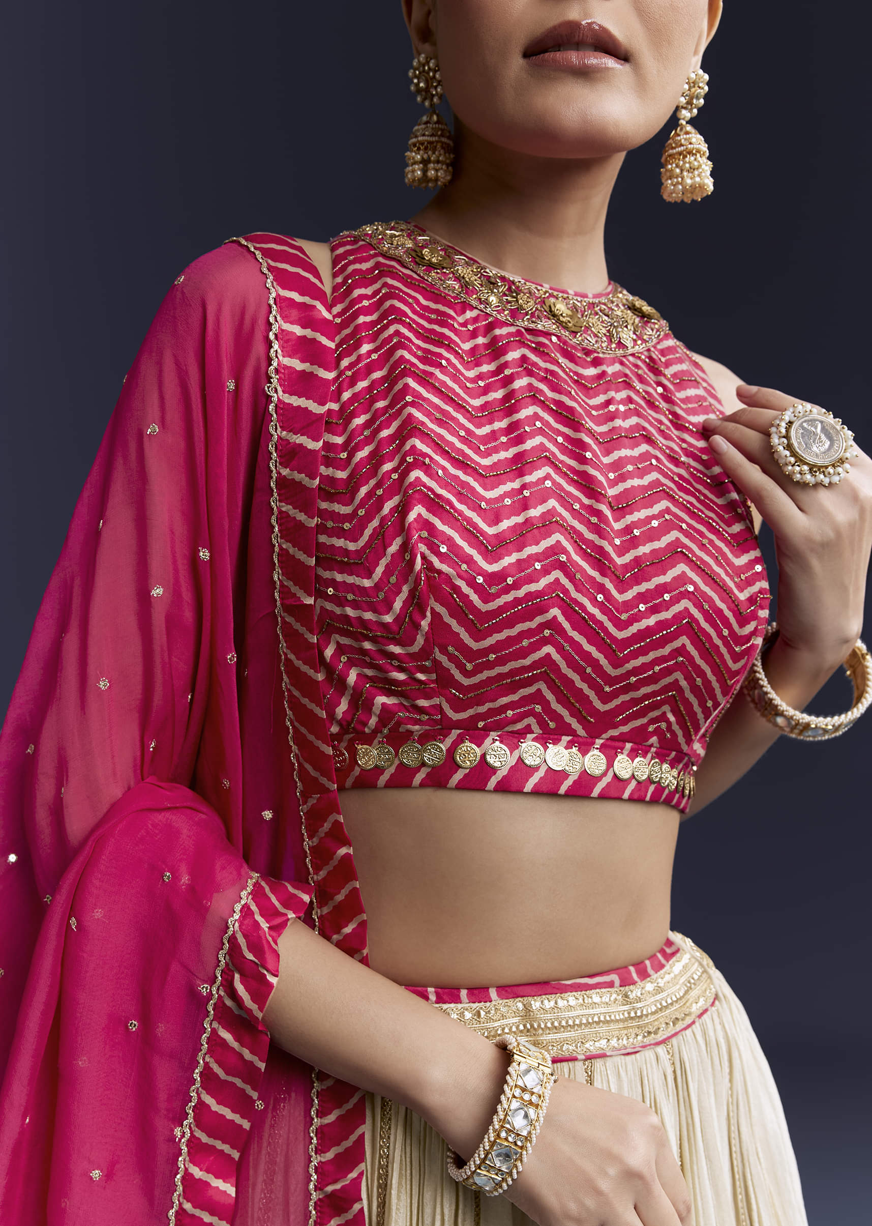 pink-satin-bridesmaid-lehenga-with-hand-dyed-chevron-print-choli-sg345077-3.jpg