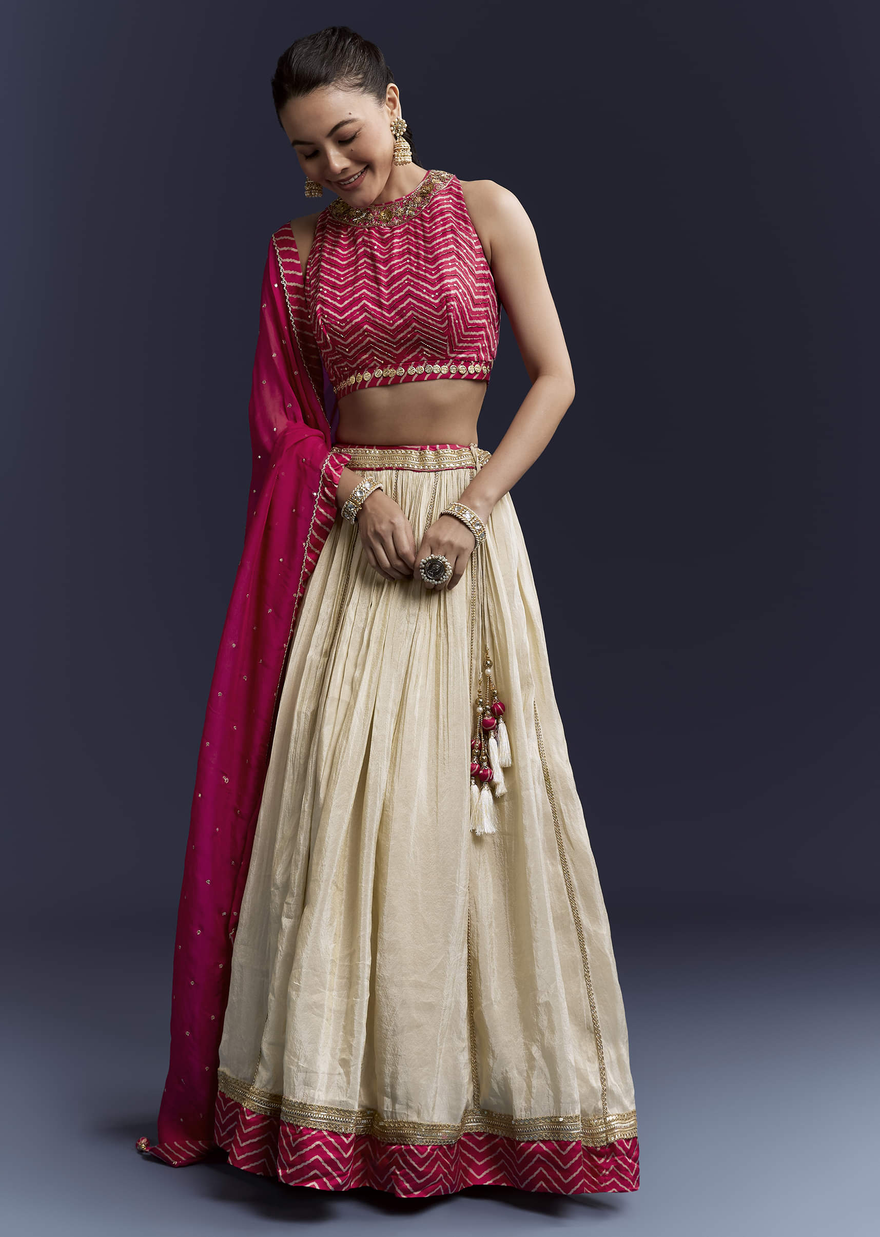 pink-satin-bridesmaid-lehenga-with-hand-dyed-chevron-print-choli-sg345077-4.jpg
