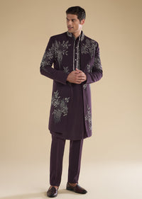 Purple Embellished Indo Western Kurta Set