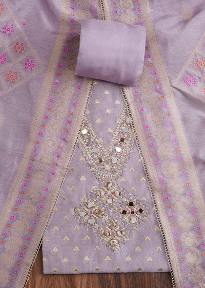 Purple Tissue Brocade Suit