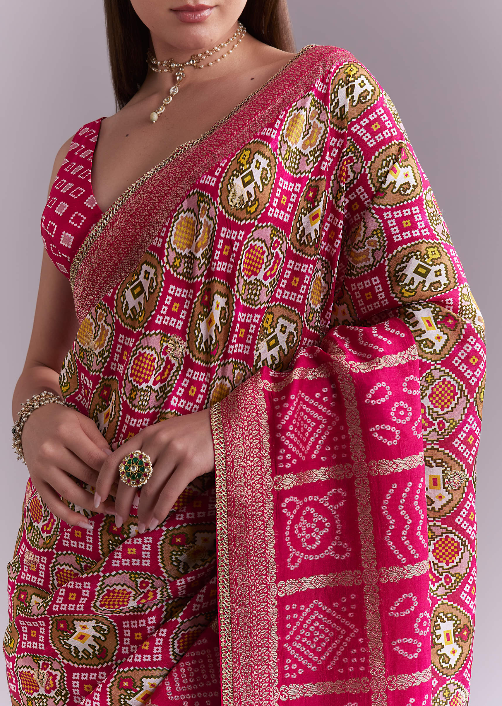 rani-pink-silk-saree-with-bandhani-work-and-elephant-motifs-sg351925-2.jpg