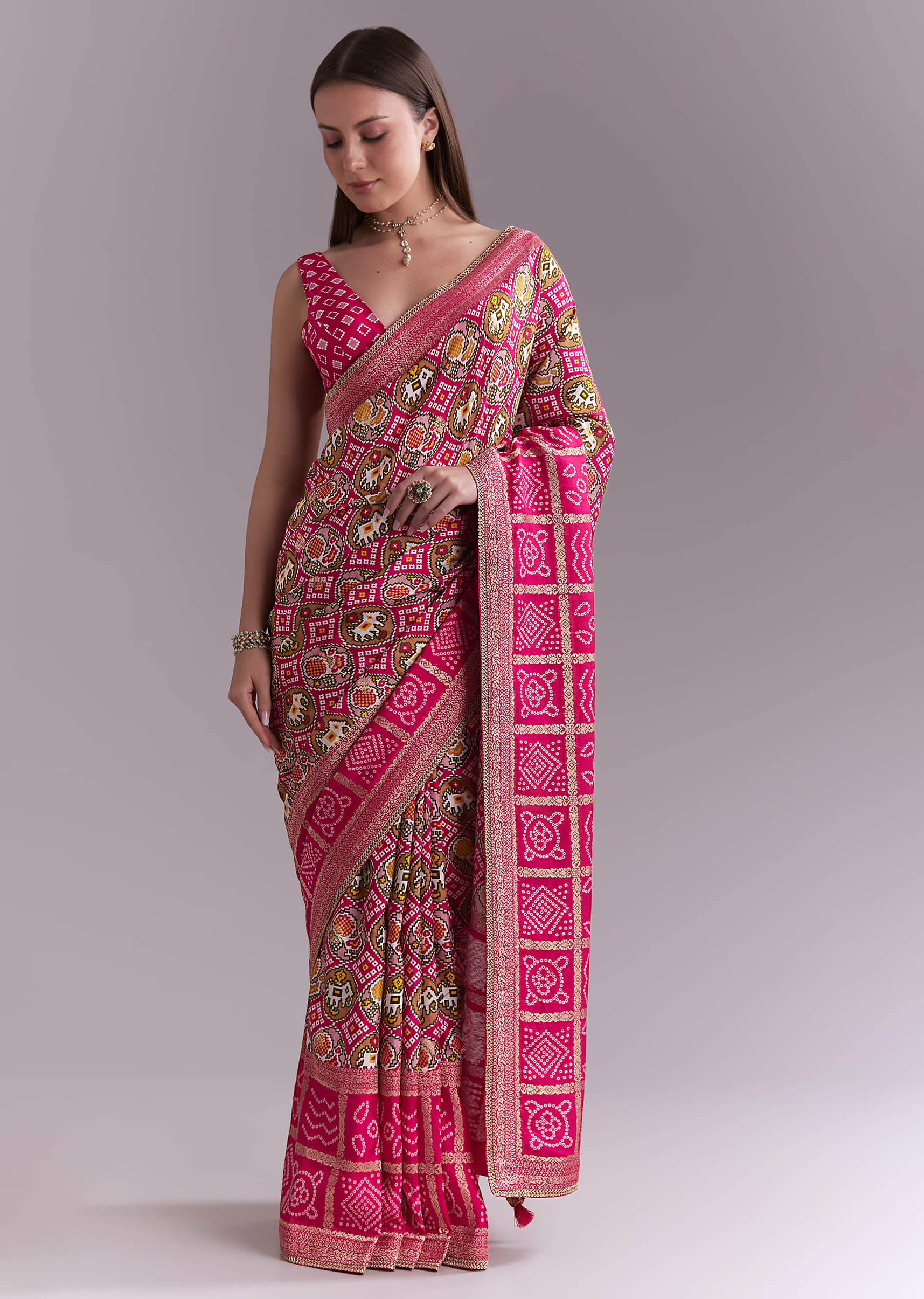 rani-pink-silk-saree-with-bandhani-work-and-elephant-motifs-sg351925-3.jpg