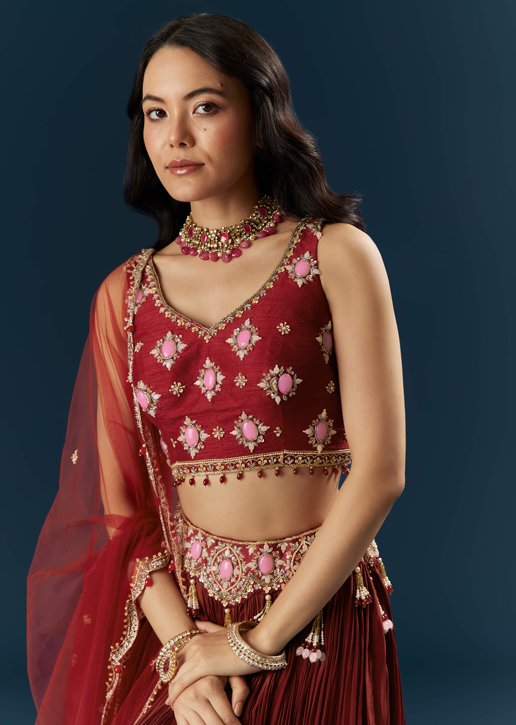 red-crepe-bridesmaid-lehenga-with-stone-work-sg336983-4.jpg