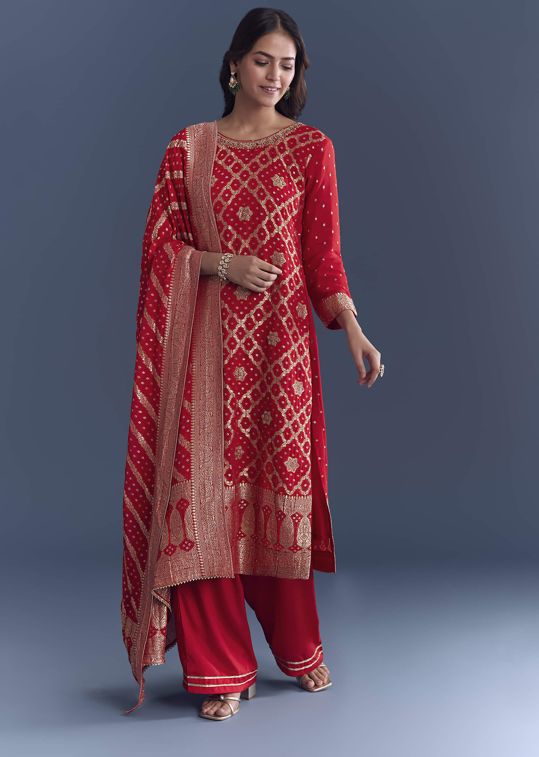 red-georgette-kurta-set-with-bandhani-print-and-jacquard-weave-sg342031-1.jpg
