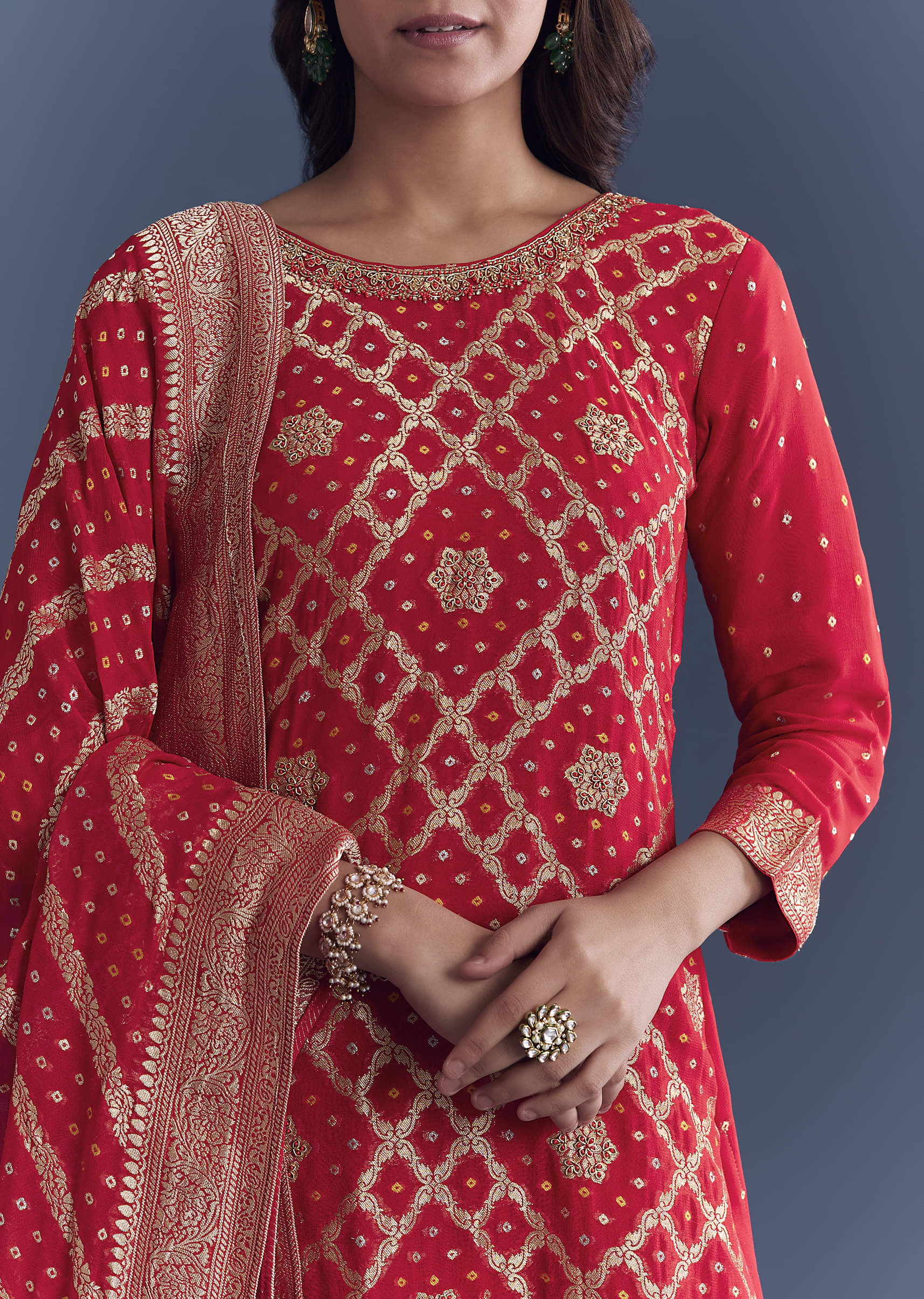 red-georgette-kurta-set-with-bandhani-print-and-jacquard-weave-sg342031-2.jpg