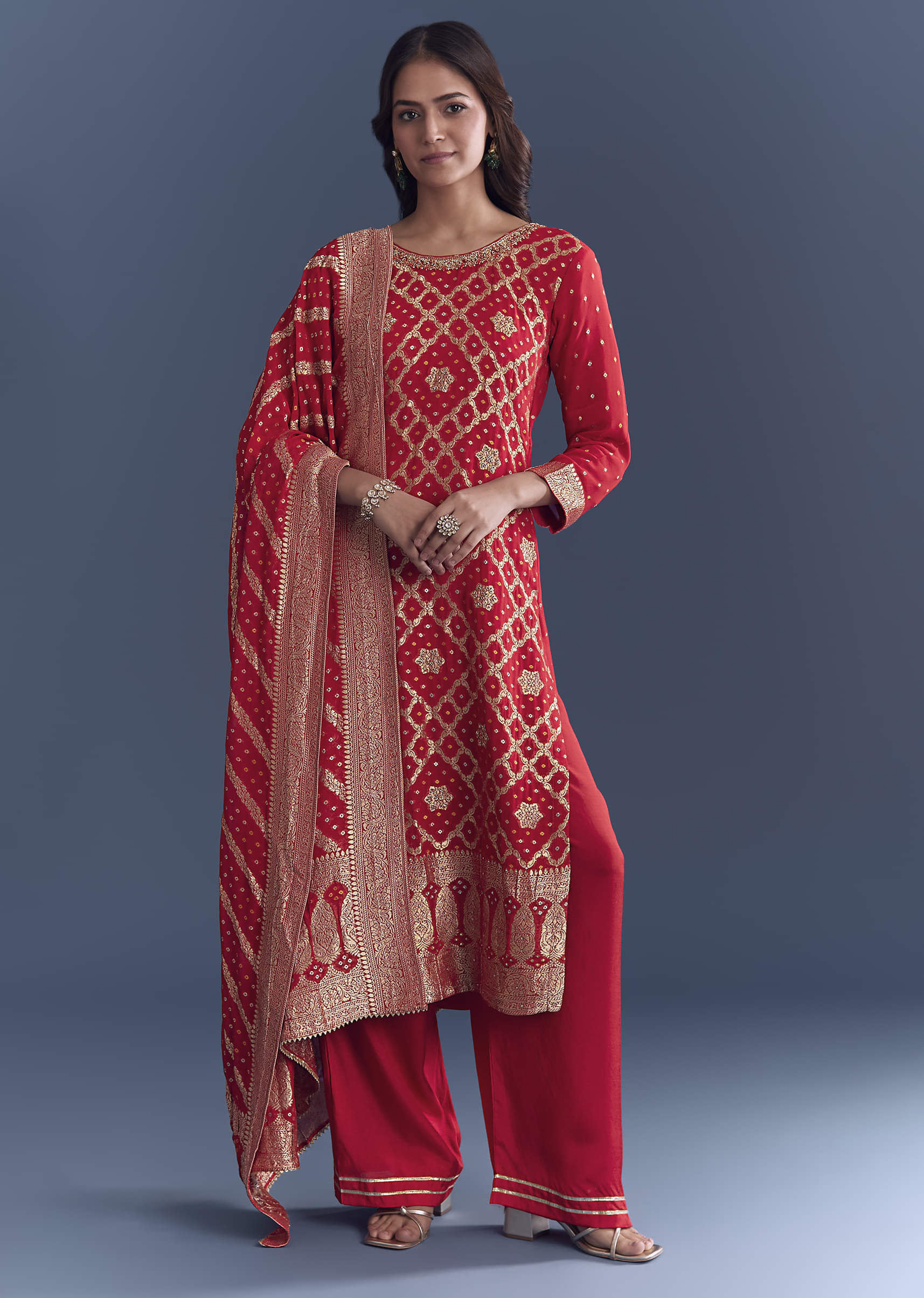 red-georgette-kurta-set-with-bandhani-print-and-jacquard-weave-sg342031-3.jpg