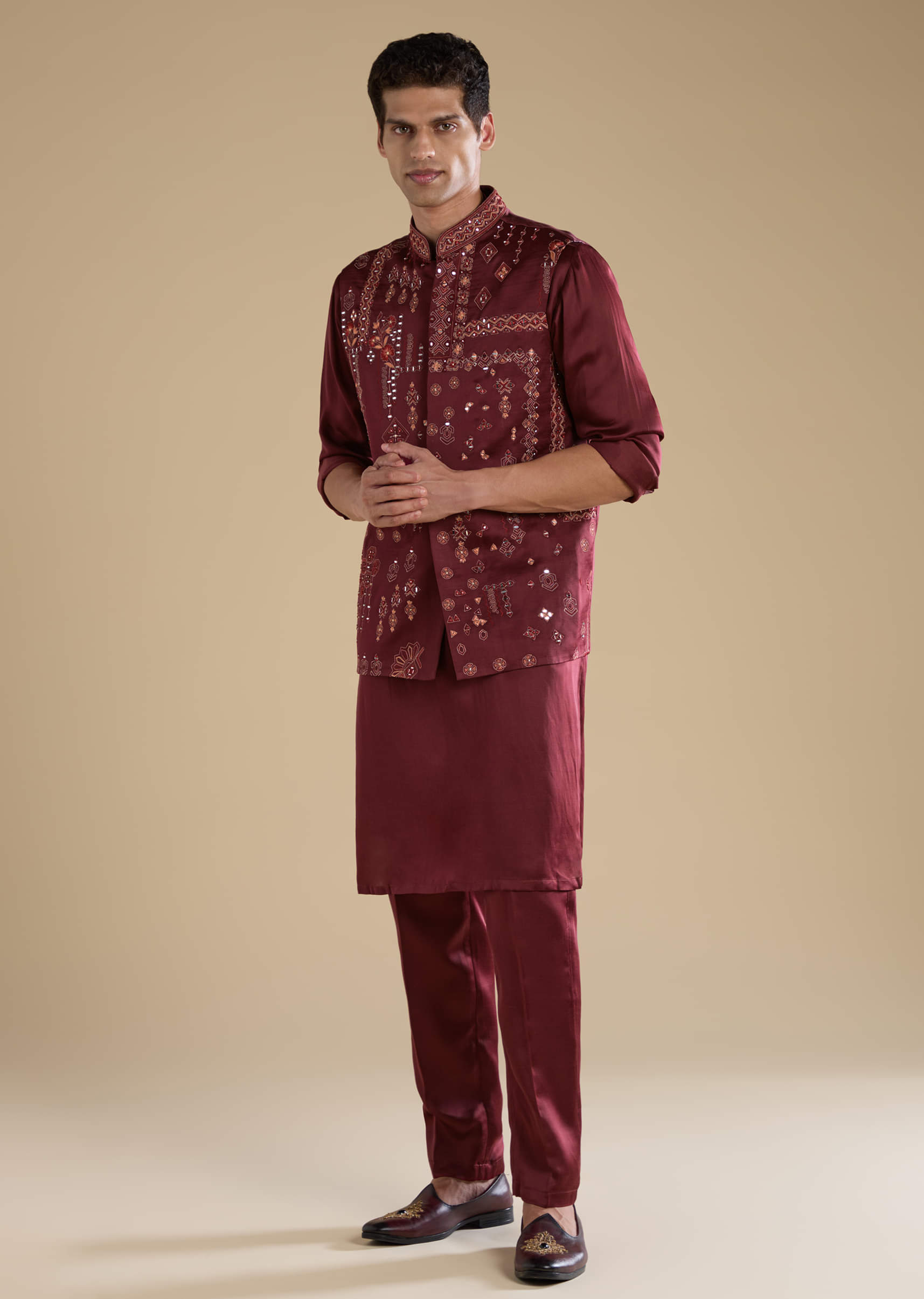 red-linen-jacket-kurta-set-with-resham-work-sg333012-1.jpg