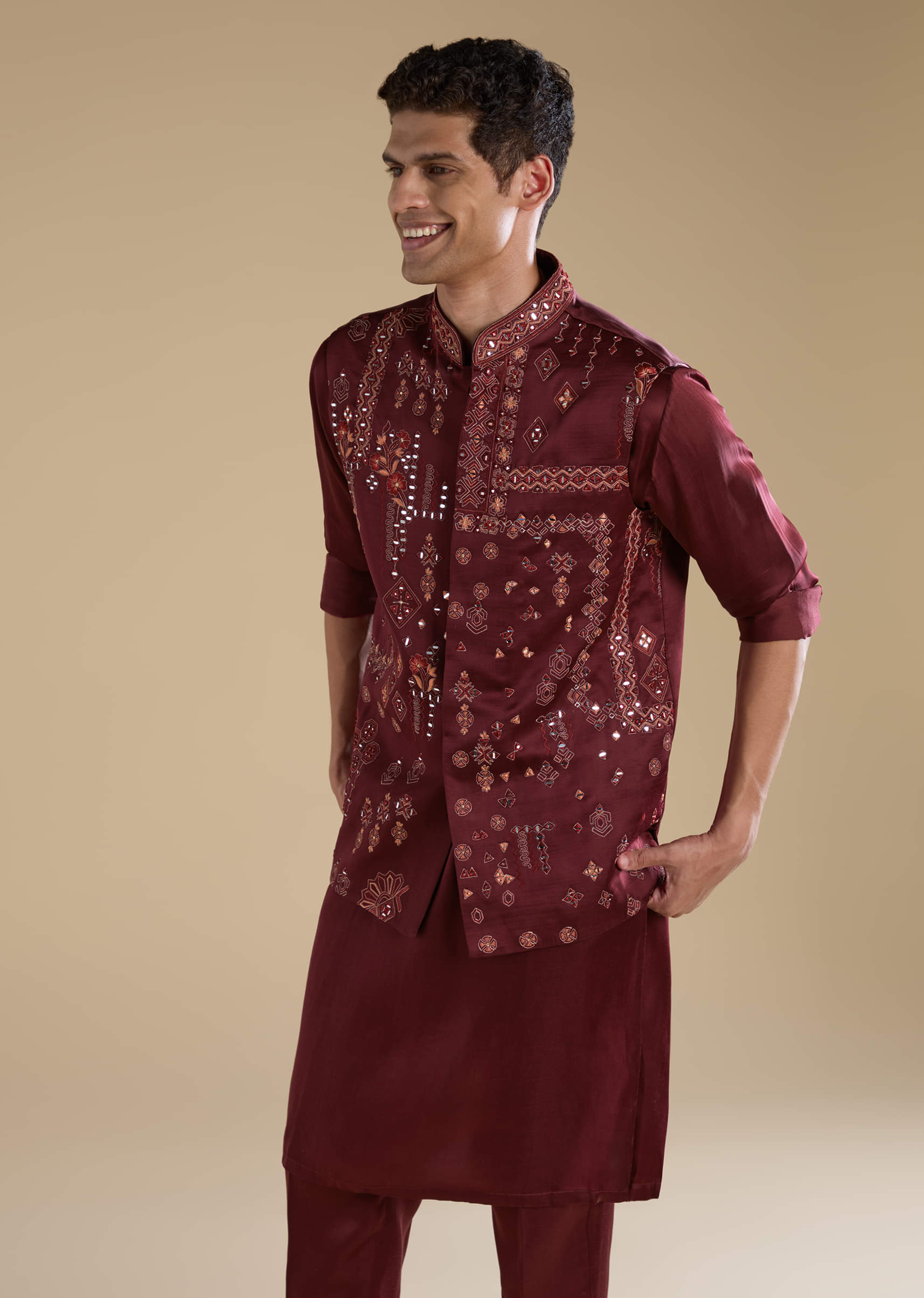 red-linen-jacket-kurta-set-with-resham-work-sg333012-4.jpg