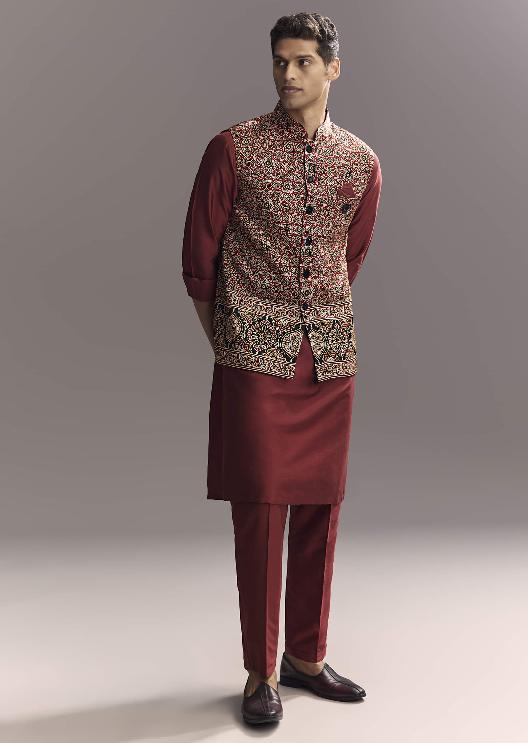 red-silk-kurta-jacket-set-for-men-with-hand-block-ajrakh-print-sg343592-3.jpg