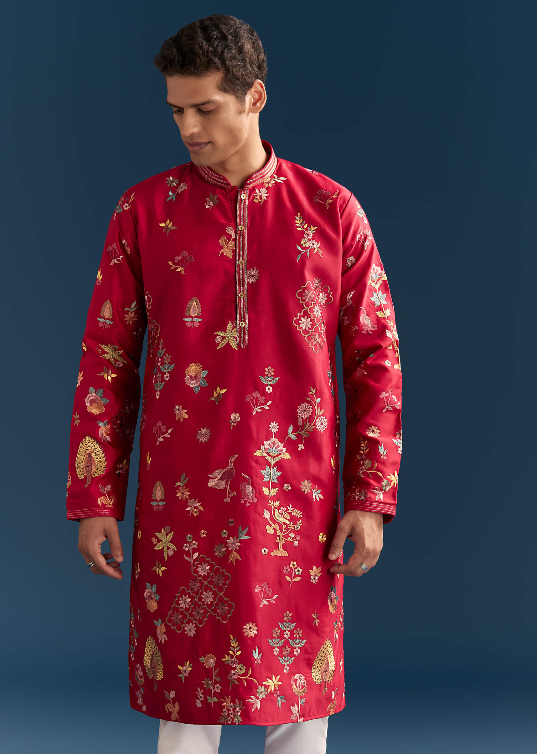 red-silk-kurta-set-for-men-with-thread-embroidery-sg329918-4.jpg