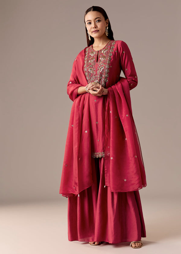 Red Zardosi Pakistani Style Sharara Set