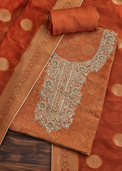 Rust Orange Jacquard Suit