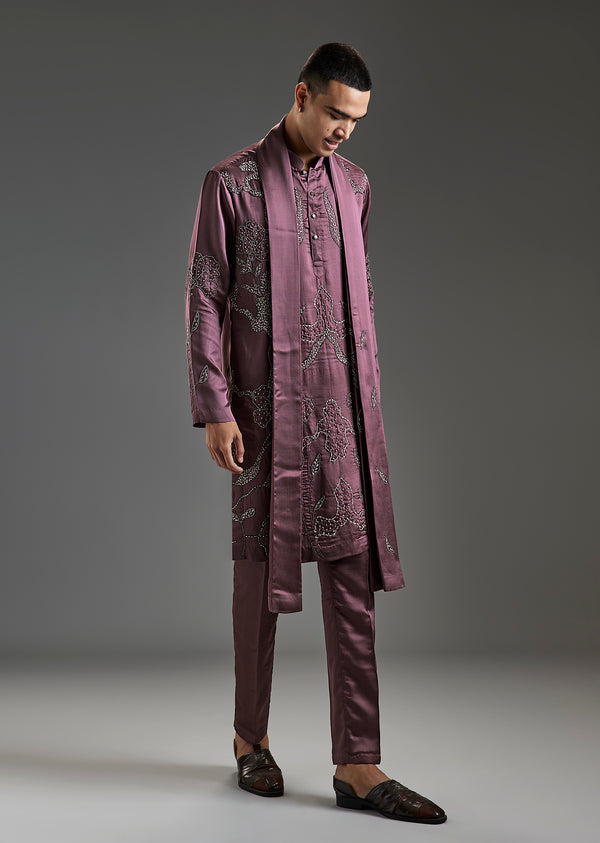 Pink Embroidered Kurta Set With Dupatta