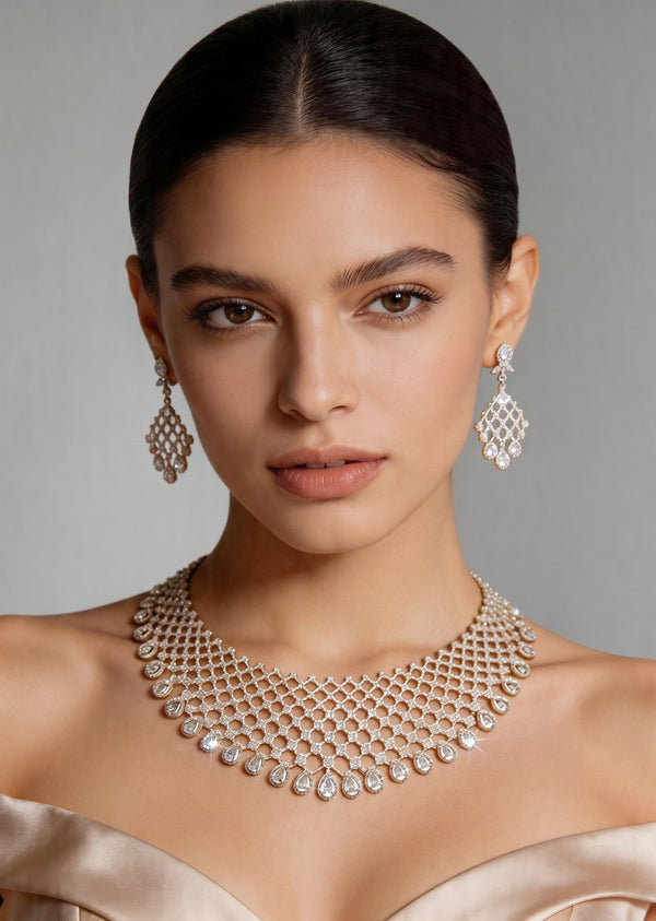 Silver Zirconia Necklace Set