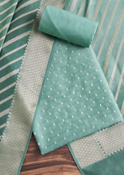 Sky Blue Chanderi Unstitched Suit With Dupatta
