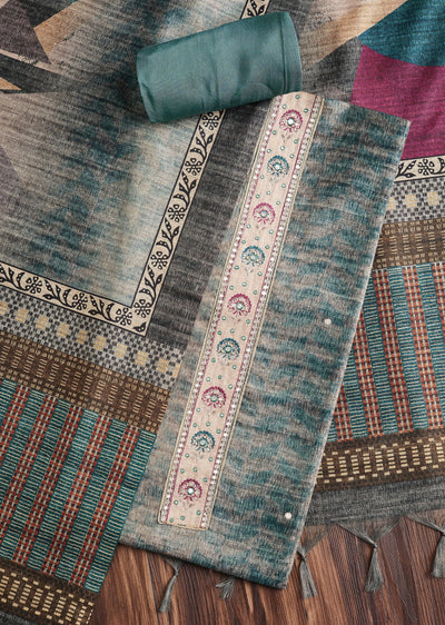 Smokey Grey Dola Silk Unstitched Suit Set