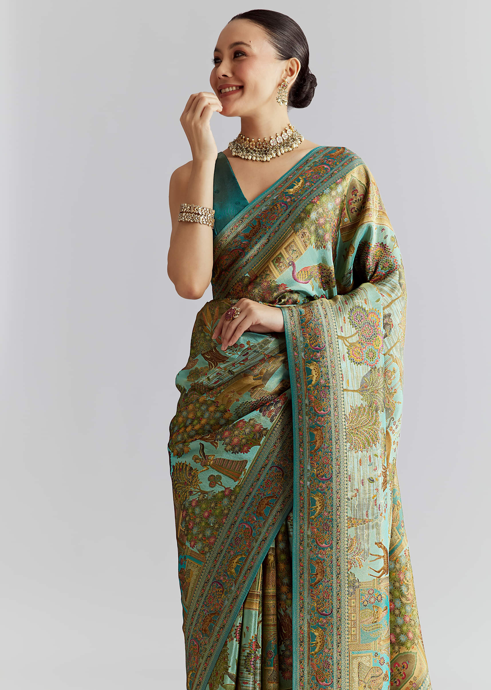 teal-blue-satin-silk-woven-saree-with-digital-historical-print-sg350698-5.jpg
