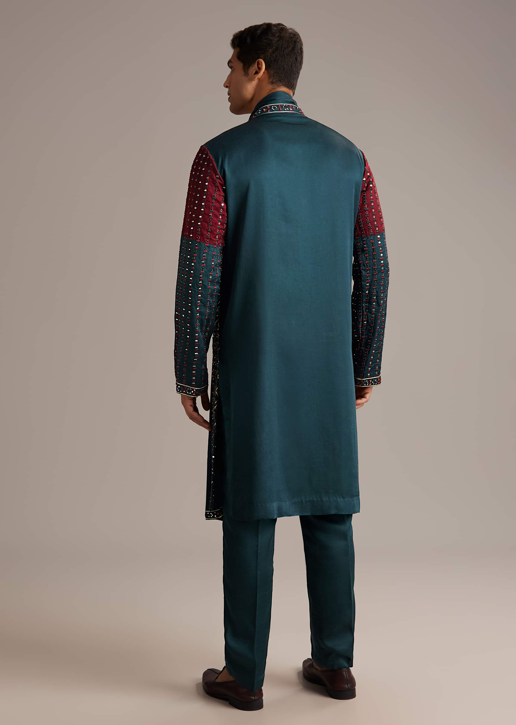teal-linen-kurta-set-for-men-with-mirror-work-sg321580-5.jpg