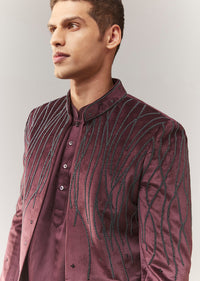 Velvet Indo Western Set With Bead Detailing