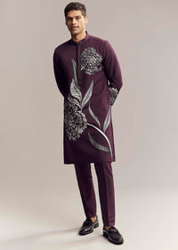 wine-kurta-set-for-men-with-floral-print-and-beads-work-on-suiting-fabric-sg350144-1.jpg
