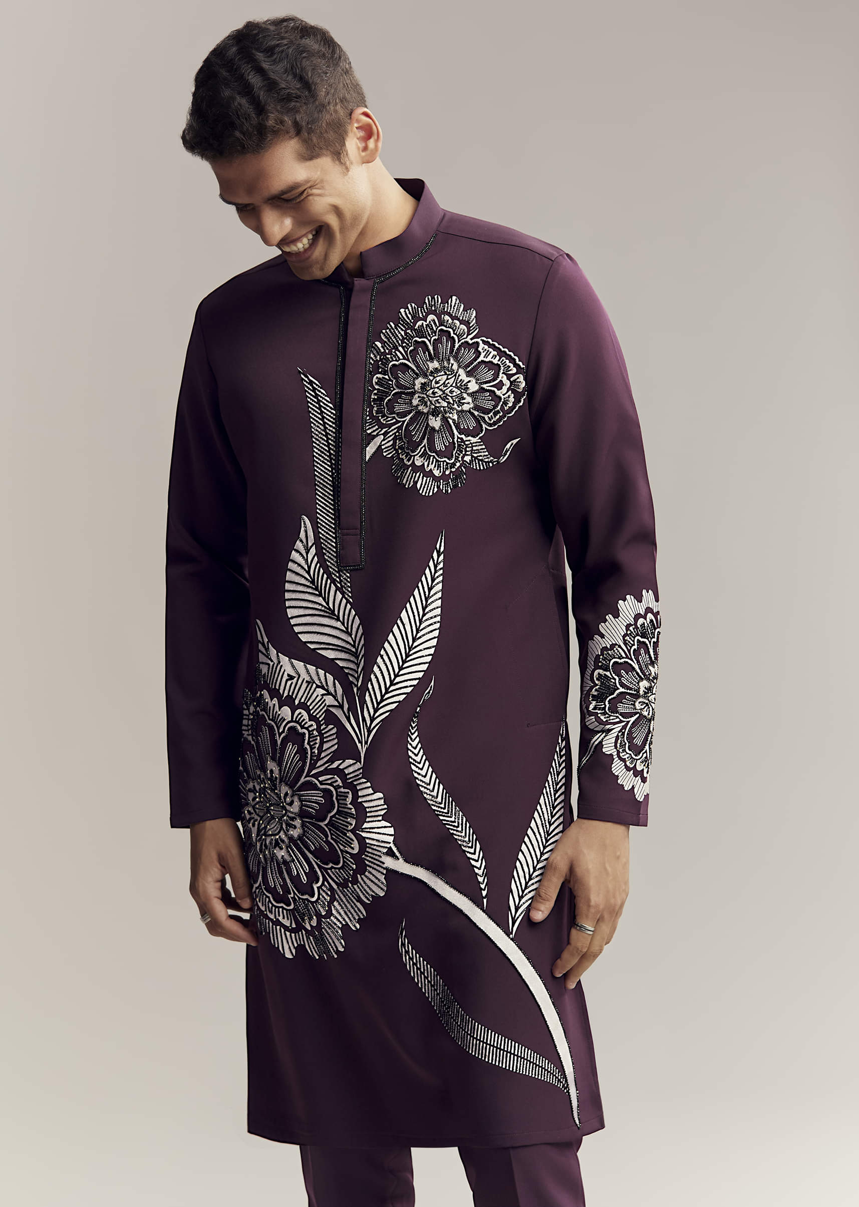 wine-kurta-set-for-men-with-floral-print-and-beads-work-on-suiting-fabric-sg350144-4.jpg