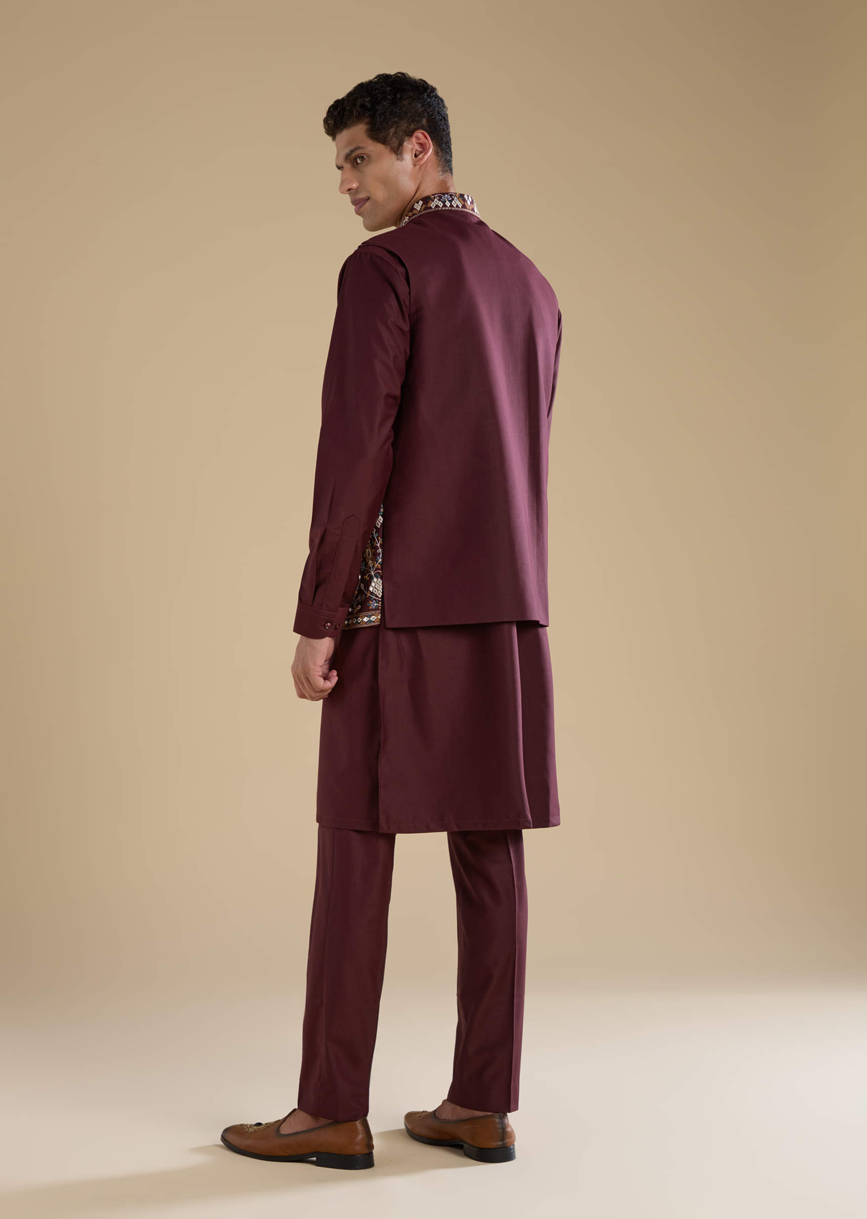 wine-rayon-jacket-kurta-set-with-gotta-work-sg333004-5.jpg