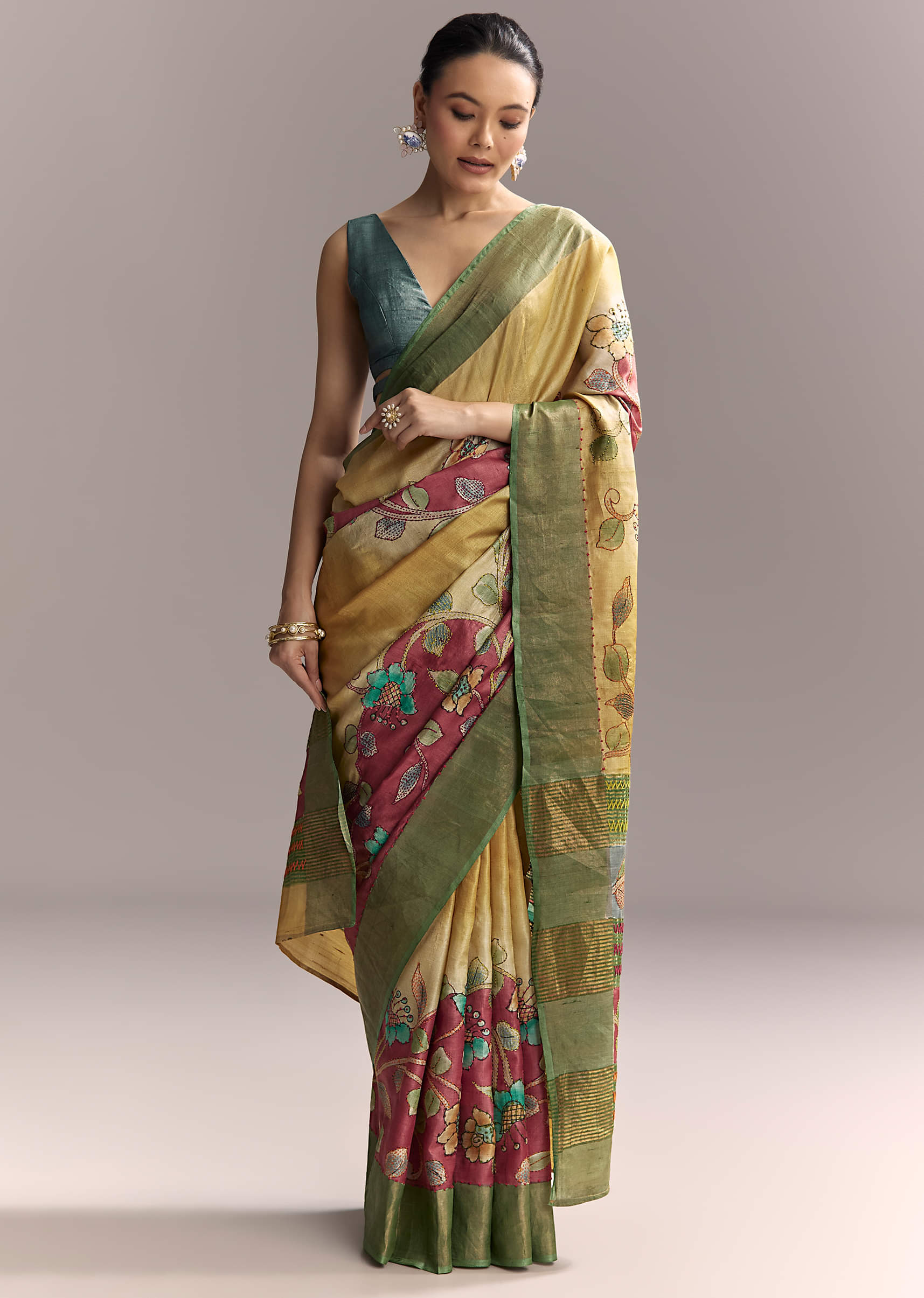 yellow-cotton-saree-with-hand-painted-motifs-and-green-border-sg317775-1.jpg