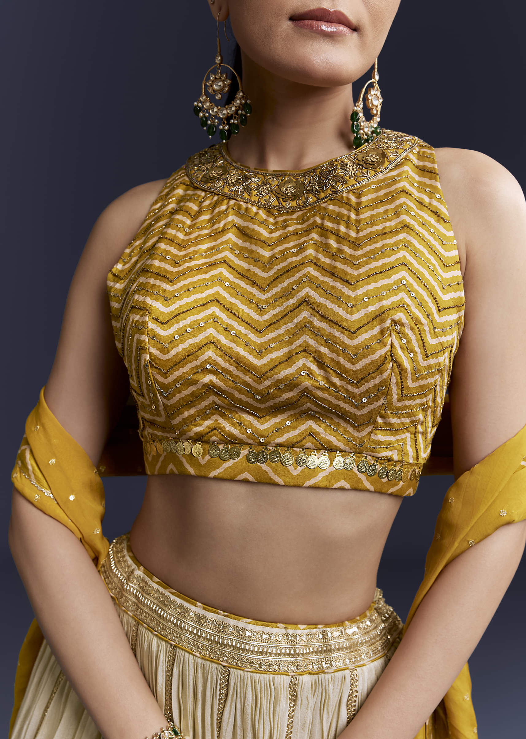 yellow-satin-bridesmaid-lehenga-with-hand-dyed-chevron-print-choli-sg353873-3.jpg