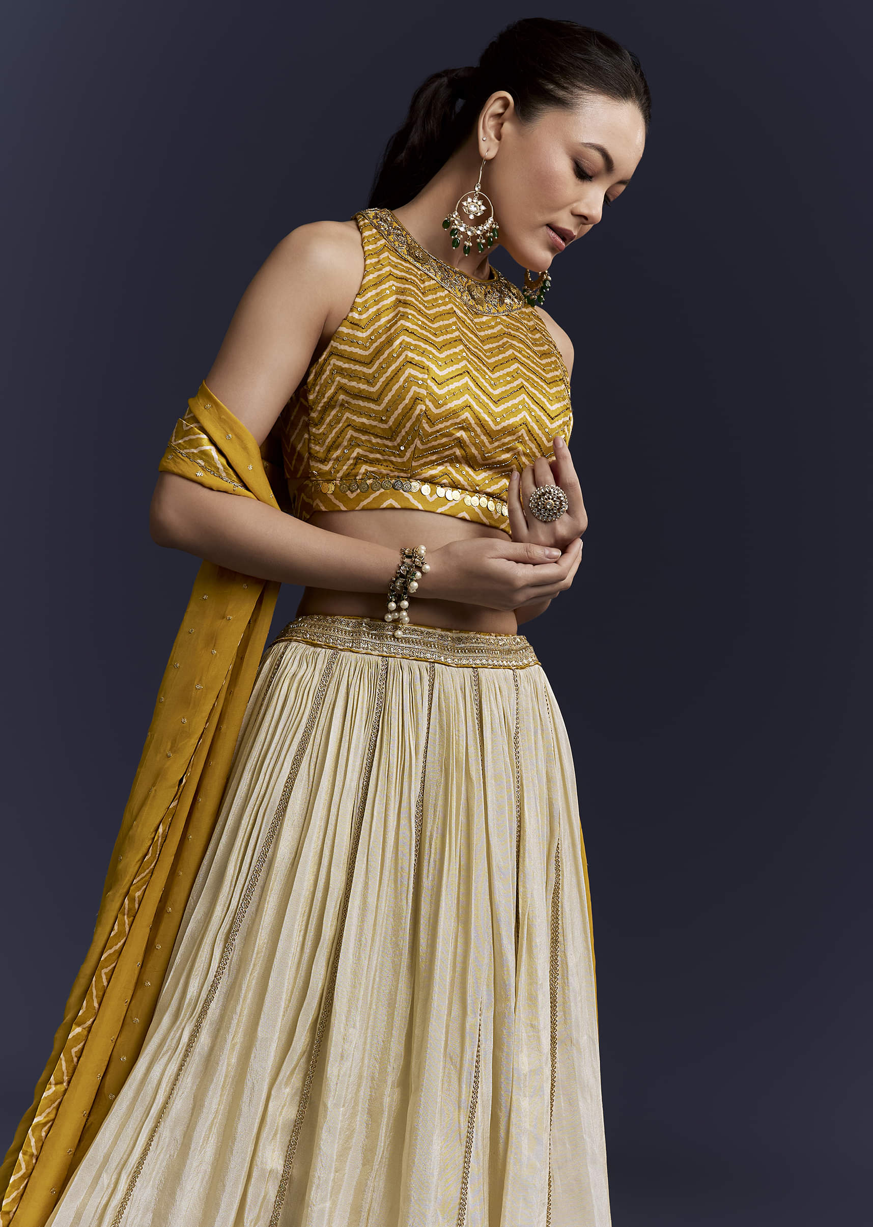 yellow-satin-bridesmaid-lehenga-with-hand-dyed-chevron-print-choli-sg353873-5.jpg