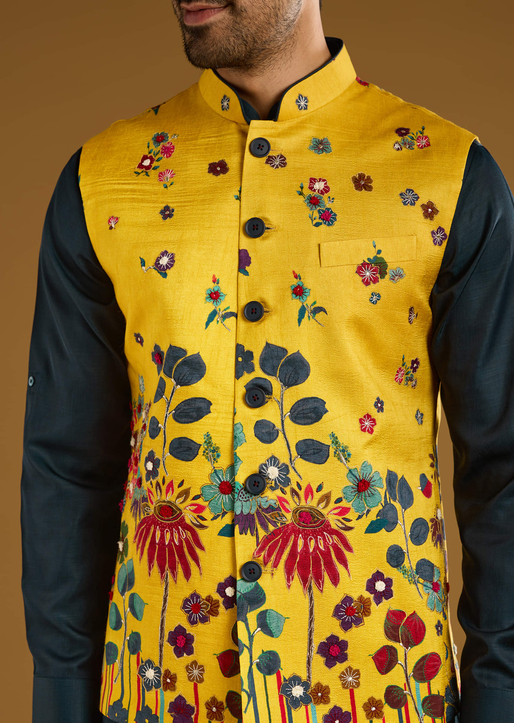 yellow-silk-floral-kurta-jacket-set-for-men-with-thread-work-sg335284-2.jpg