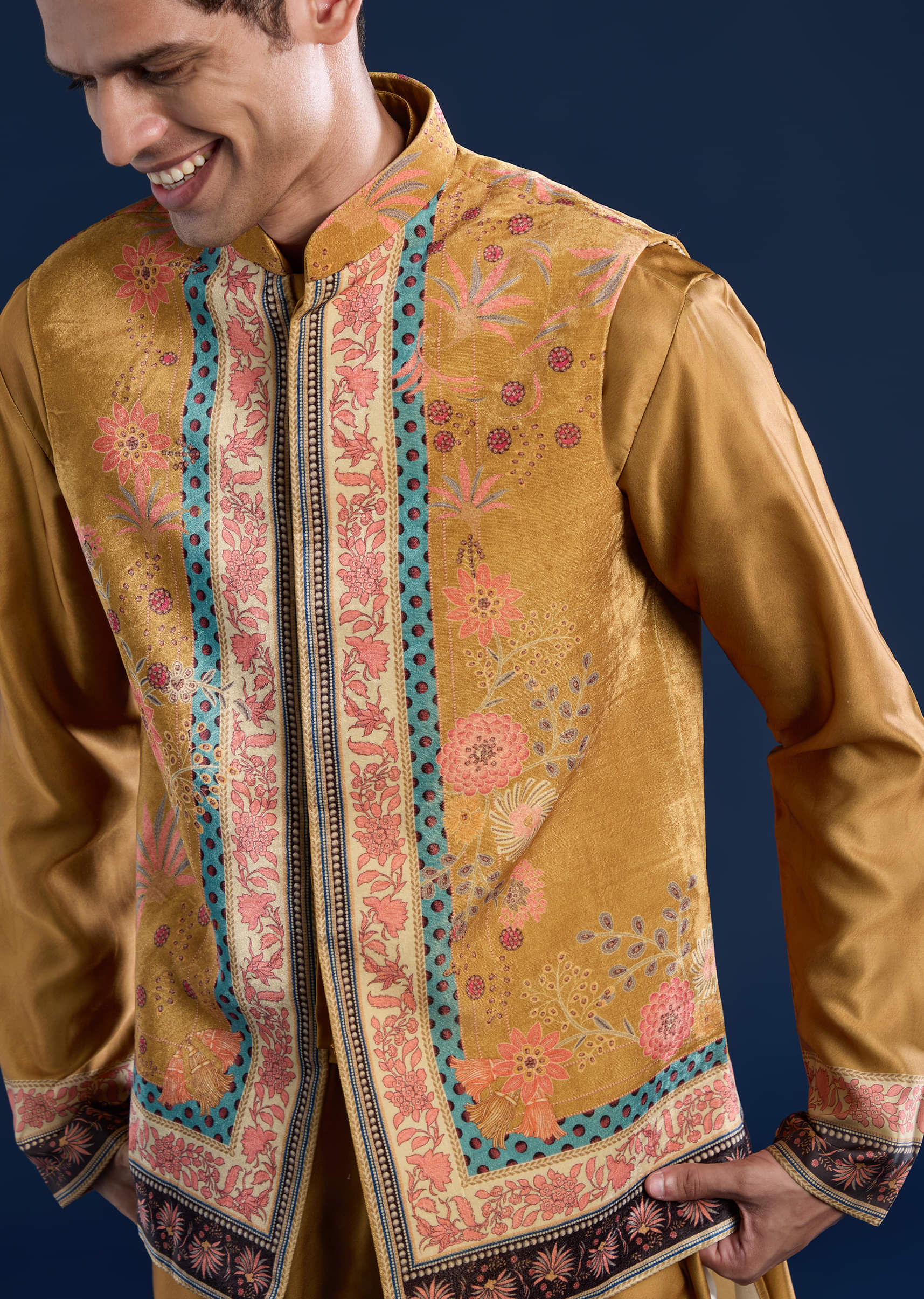 yellow-velvet-printed-jacket-kurta-set-sg332740-2_1.jpg